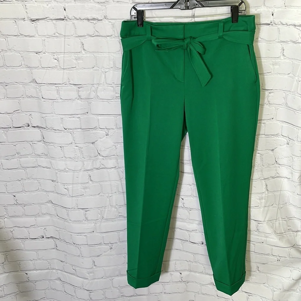 Loft sz 10 green ankle pants tie waist new with tags WP187_2